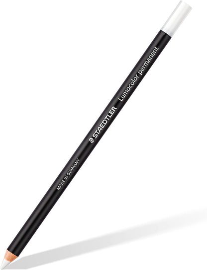 Staedtler 108 20-0 Lumocolor Glasochrom Permanent Dry-Marker Pencil - White (Box of 12