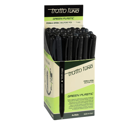 Tratto 93506 Box 50 Pen Black Stretch 1 Green Medium Tip, 1.0Mm