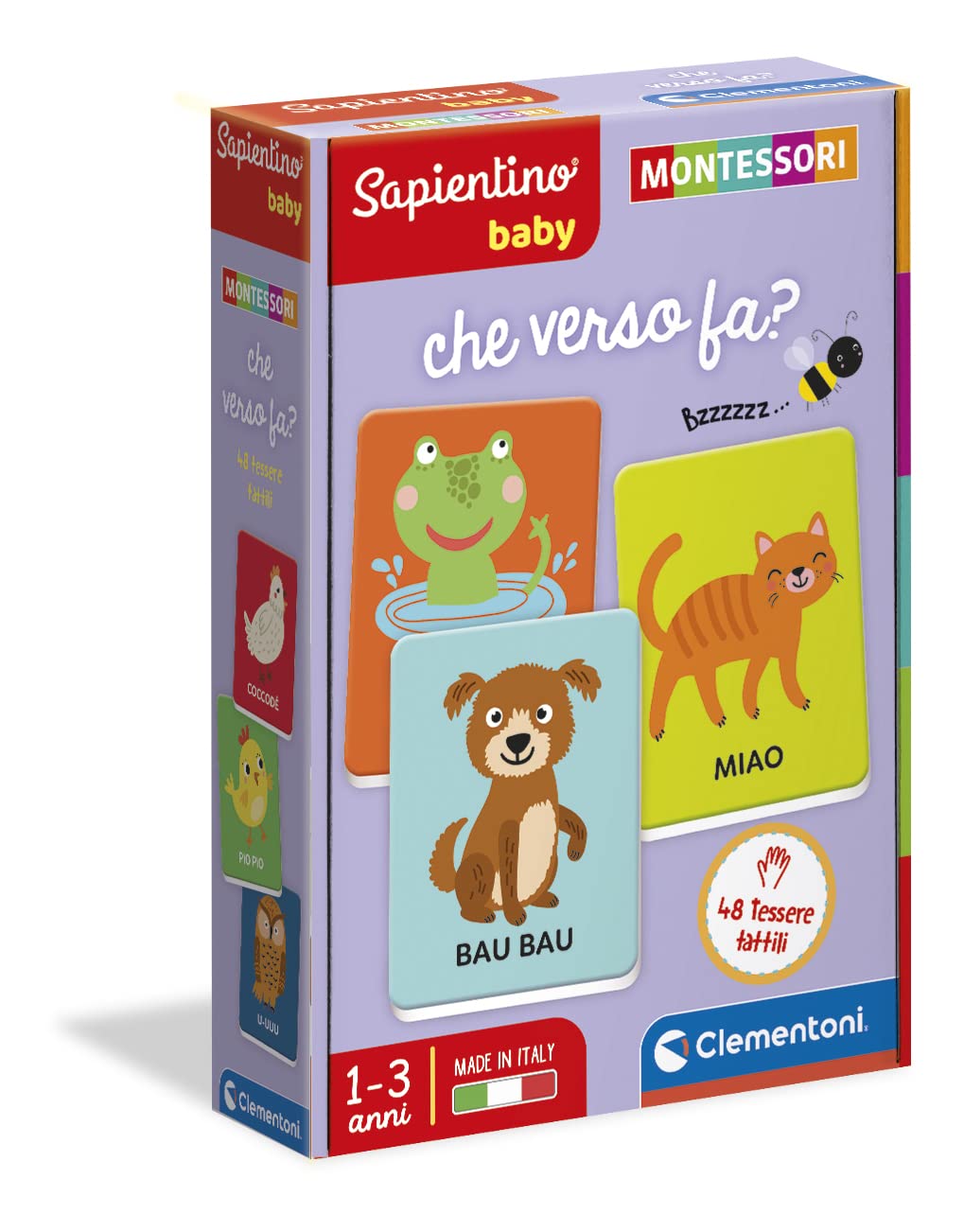 Clementoni - Sapientino Baby Cards That Towards Educational Game 1 Year, Montessori Flashcards-Made in Italy, Italian Color, 16433