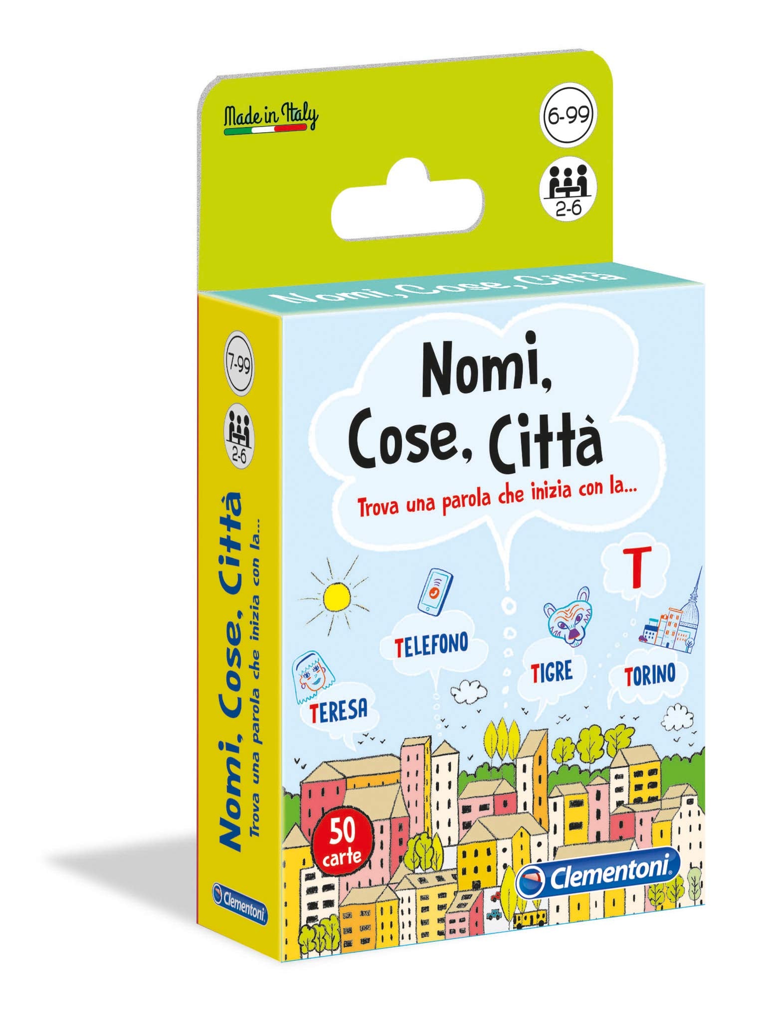 Clementoni - Names, Things, City Board Game, 7-99 years, Multicolor, 16563 Names, things, cities