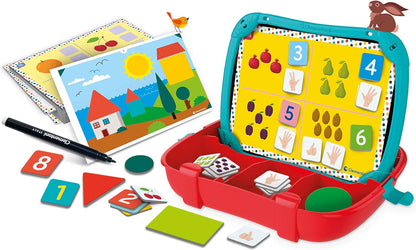 Clementoni 16715 Sapientino case Shapes-Educational Learn Numbers, Magnetic Board, Children's Game 3-6 Years, Made in Italy, Multi-Coloured, Medio