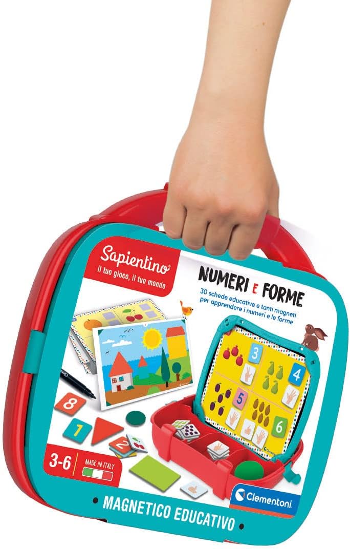 Clementoni 16715 Sapientino case Shapes-Educational Learn Numbers, Magnetic Board, Children's Game 3-6 Years, Made in Italy, Multi-Coloured, Medio