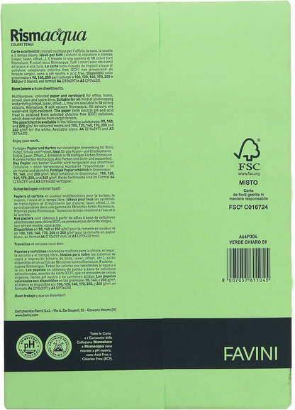 Favini Rismacqua - Papel (Verde, 90 g/m², 300 pieza(s