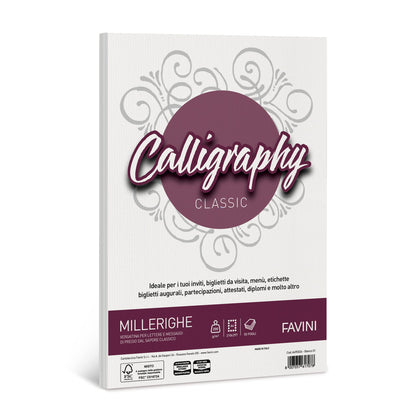 Favini A690324 Carta Calligraphy, Millerighe Rigato, 50 Pezzi