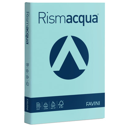 Favini A67T104 Cartoncino Colorato Rismacqua, celeste 08, 125 Pezzi