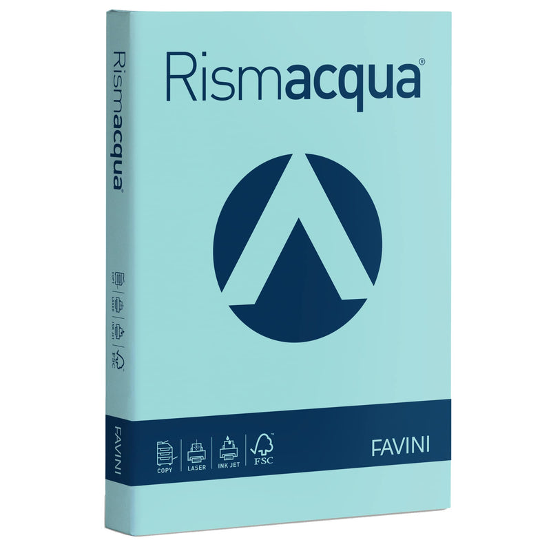 Favini A67T104 Cartoncino Colorato Rismacqua, celeste 08, 125 Pezzi