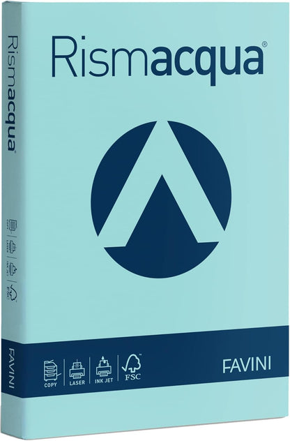 Favini A67T104 Cartoncino Colorato Rismacqua, celeste 08, 125 Pezzi