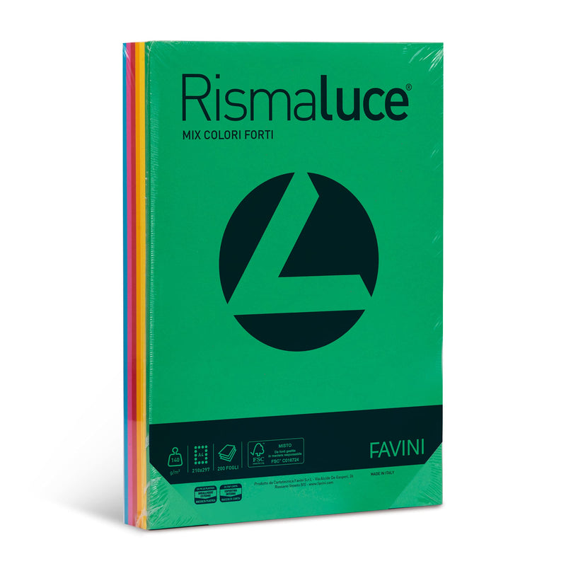 Cartoncino colorato Rismaluce Favini A4 140 g/mq assortiti 6 colori A65X214 (risma200