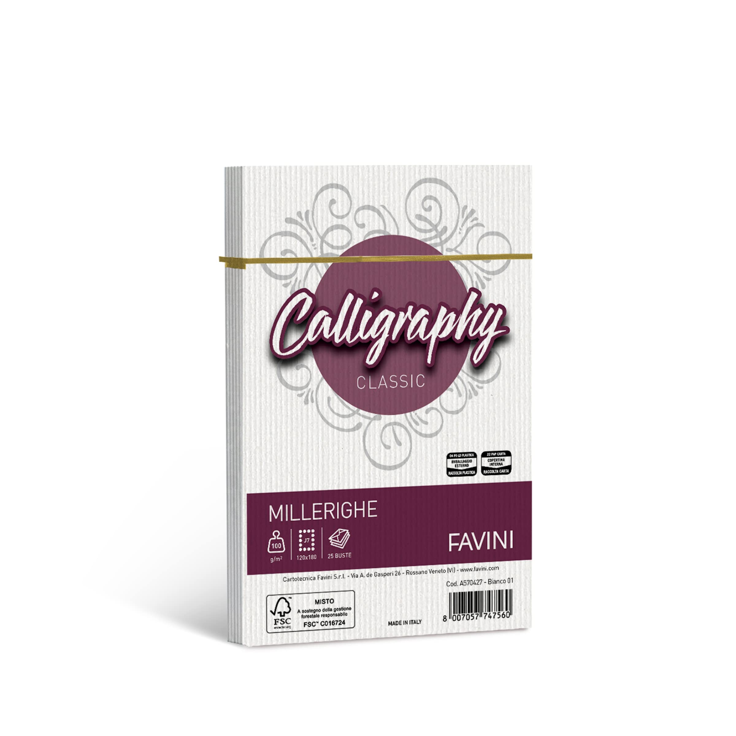 FAVINI A570427 Paper Calligraphy Millerighe Grooved
