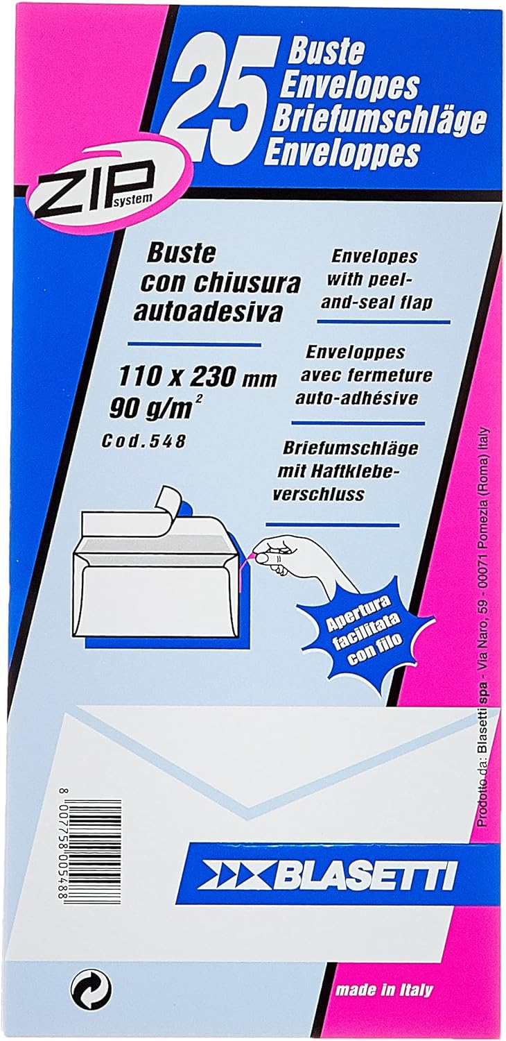 Blasetti CF25 Buste Strip S/FIN11X23CM Bianco Busta