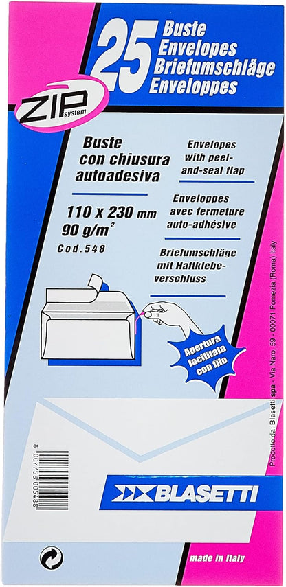 Blasetti CF25 Buste Strip S/FIN11X23CM Bianco Busta