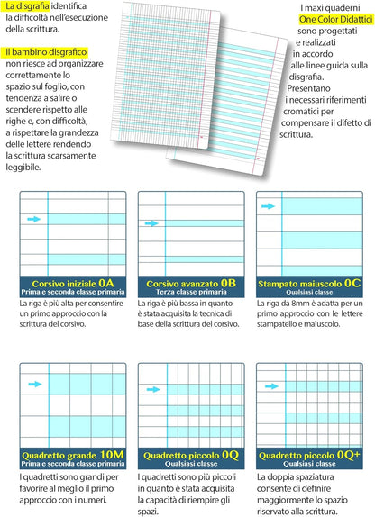 Blasetti Maxi Didactic for Dyslexia, Dysgraphia, Dysorthography, One Color 100 g. 18+1 Line 10+ – 6 Notebooks