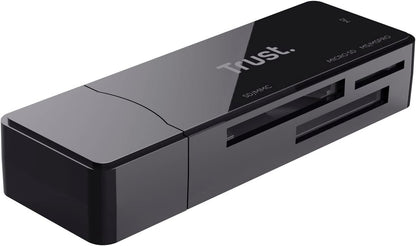 Trust Nanga Lector de Tarjetas SD/Micro SD, Adaptador USB 3.2, 5 Gbps, Compatible con Tarjetas de Memoria SD, M2 y microSD para PC, Computadora Portátil, Windows, MacOS