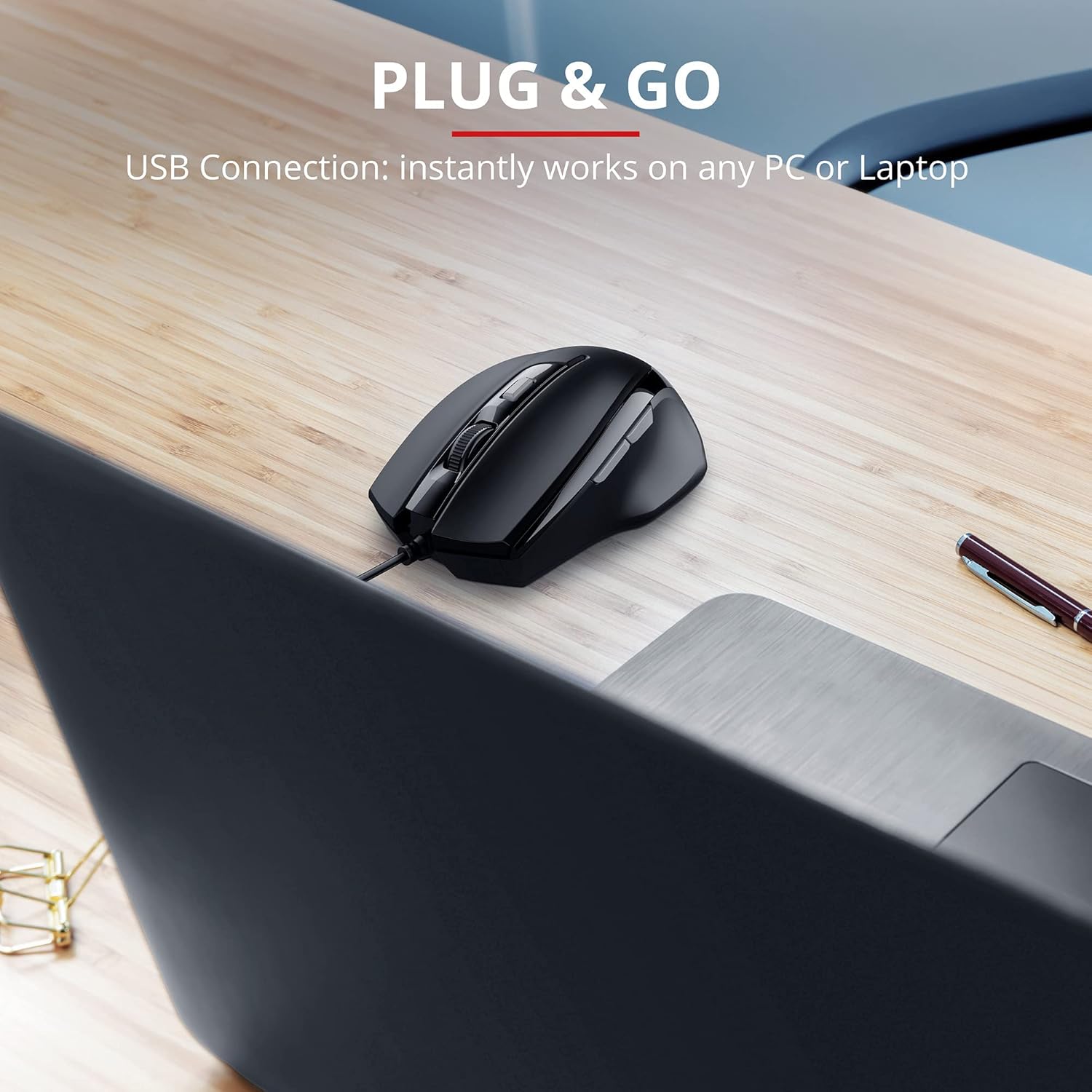 Trust 23650 Voca Comfort Mouse (Wired, 800, 1200, 1600 or 2400 DPI) Black