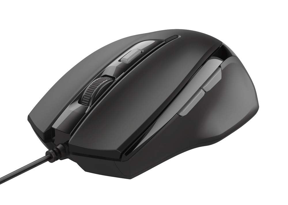 Trust 23650 Voca Comfort Mouse (Wired, 800, 1200, 1600 or 2400 DPI) Black