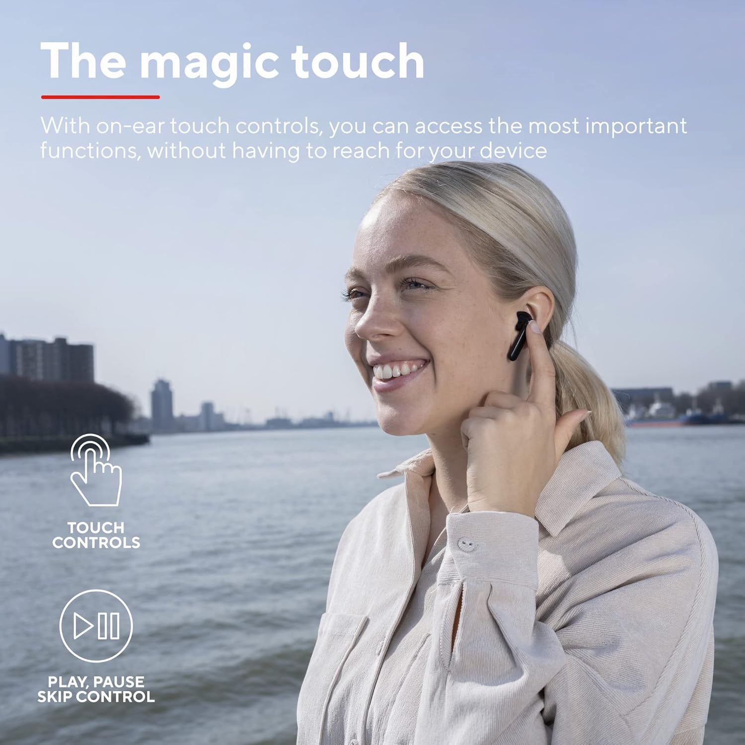Trust Mobile Primo Touch Bluetooth Wireless Earphones, In Ear Headphones, On-trend Design, Up to 10 Hours Playtime, Built-in Microphone, TWS, Earbuds for Android, Chrome OS, iOS, Windows