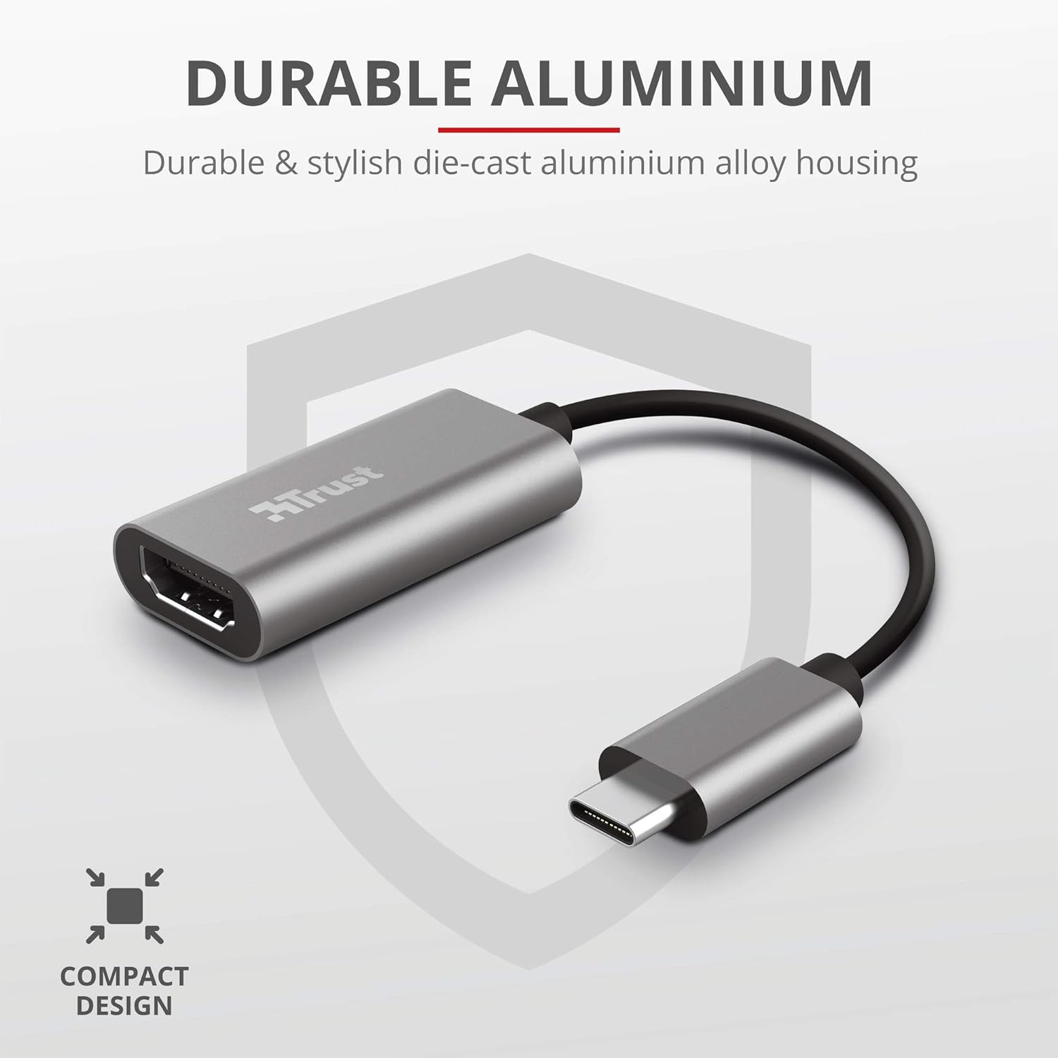 Trust Dalyx USB-C to HDMI Adapter, HDR and HDMI 2.0 (4k 60Hz), Connect Laptop to External HDMI Monitor or TV, MacBook, PC, Laptop, Chromebook