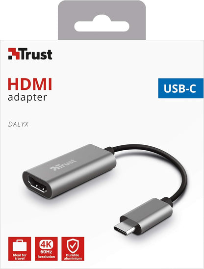 Trust Dalyx USB-C to HDMI Adapter, HDR and HDMI 2.0 (4k 60Hz), Connect Laptop to External HDMI Monitor or TV, MacBook, PC, Laptop, Chromebook