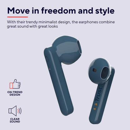 Trust Mobile Primo Touch Bluetooth Wireless Earphones, In Ear Headphones, On-trend Design, Up to 10 Hours Playtime, Built-in Microphone, TWS, Earbuds for Android, Chrome OS, iOS, Windows