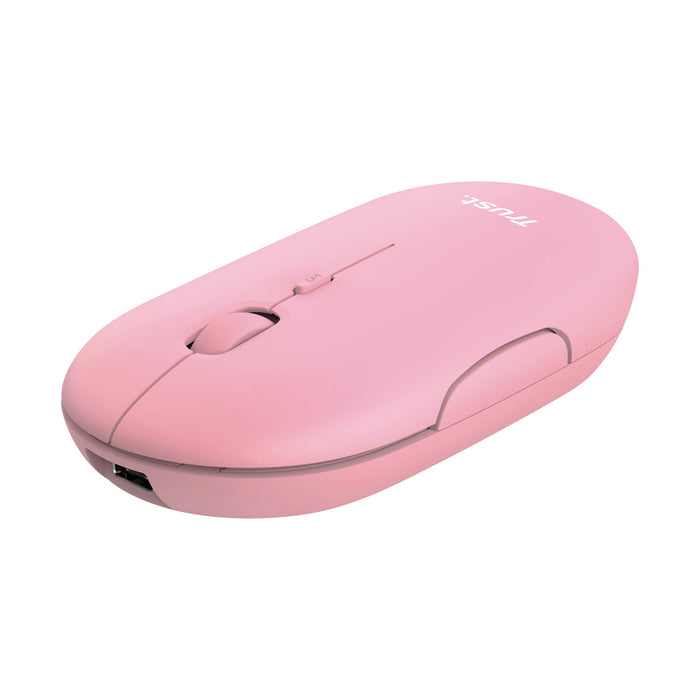 Trust Puck Wireless Mouse, Bluetooth or 2.4 GHz with USB Mini-Receiver, Rechargeable Battery, Silent Clicks, DPI Button, Light Computer Mouse for Laptop, PC, Mac, Chromebook