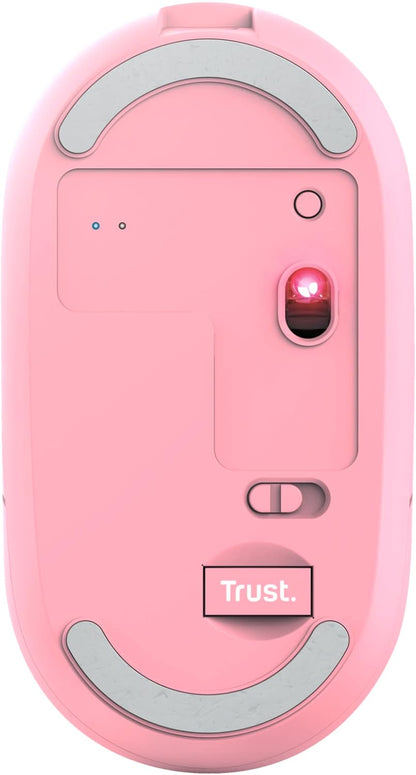 Trust Puck Wireless Mouse, Bluetooth or 2.4 GHz with USB Mini-Receiver, Rechargeable Battery, Silent Clicks, DPI Button, Light Computer Mouse for Laptop, PC, Mac, Chromebook