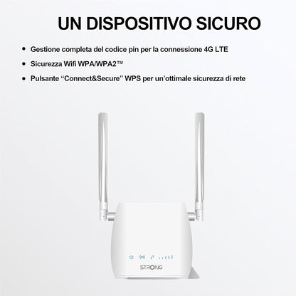 STRONG - Router Wifi 4G LTE 300M - Hasta 150 Mbps 4G/300 Mbps Wifi - 1 Puerto RJ45 - Funciona con Todo Tipo de SIM - Uso Compartido de la Red Móvil - Antenas Desmontables - Fácil de Instalar - Blanco