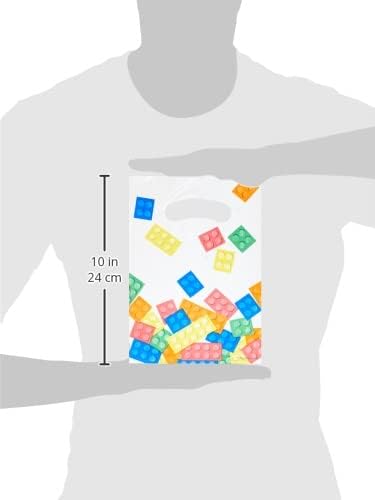 Creative Converting PC315256 Plastic Lootbag Building Blocks Party Treat Bags-8 Pcs, Multicolor, 9" x 6.5"