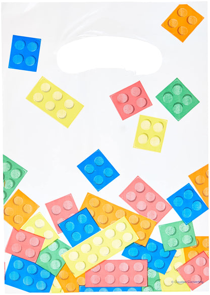 Creative Converting PC315256 Plastic Lootbag Building Blocks Party Treat Bags-8 Pcs, Multicolor, 9" x 6.5"