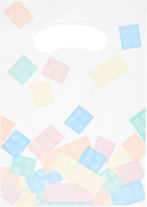 Creative Converting PC315256 Plastic Lootbag Building Blocks Party Treat Bags-8 Pcs, Multicolor, 9" x 6.5"