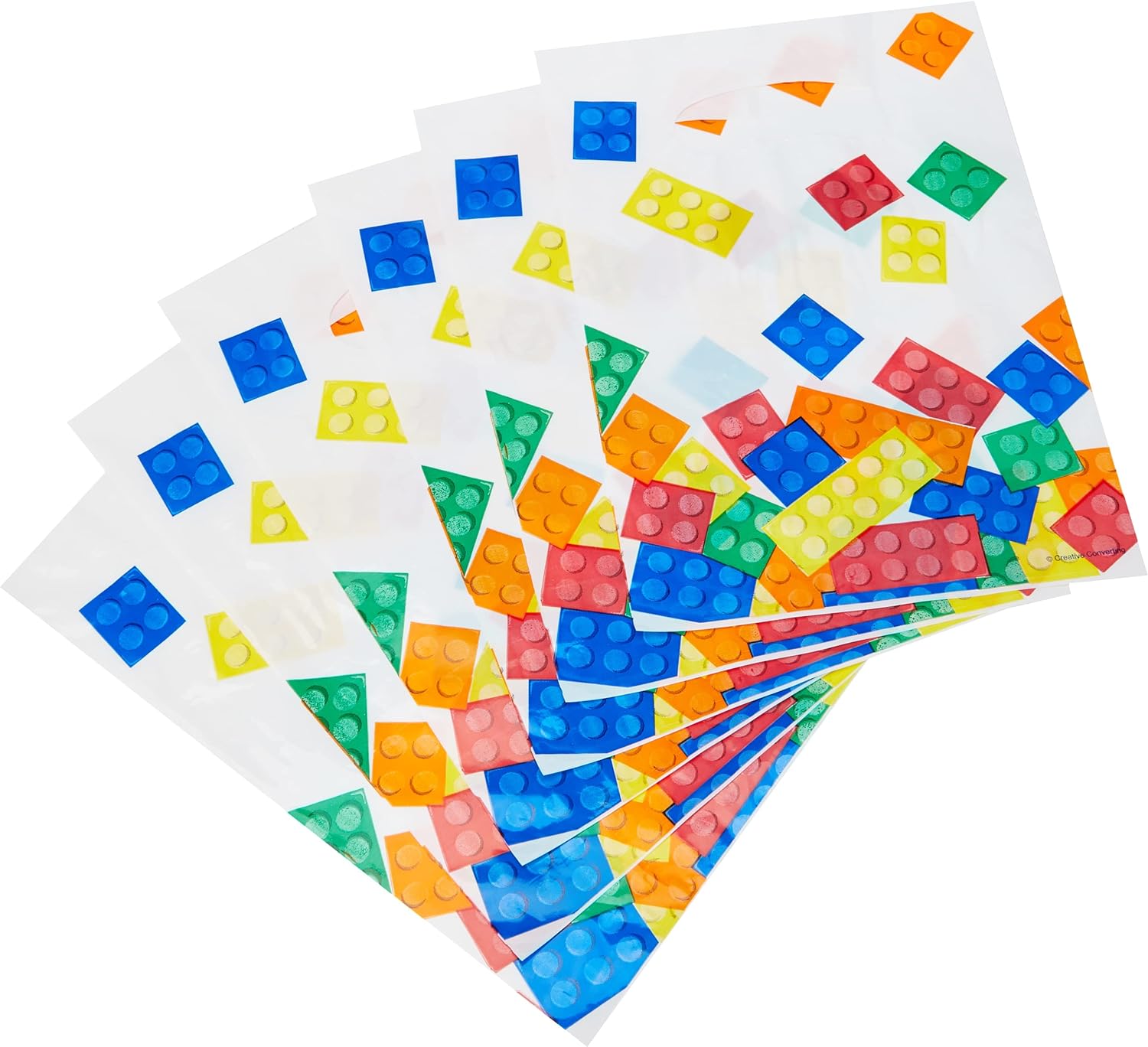 Creative Converting PC315256 Plastic Lootbag Building Blocks Party Treat Bags-8 Pcs, Multicolor, 9" x 6.5"