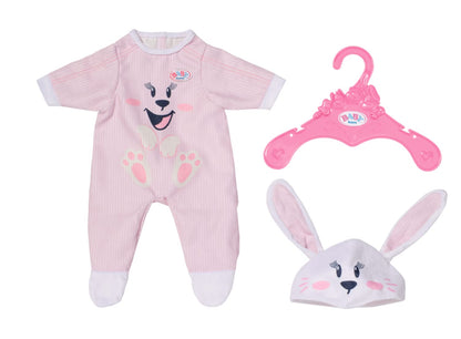 BABY born Bunny Cuddly Suit 834473 - Rabbit Print Onesie with Matching Hat for 43cm Dolls - Doll Not Included - Suitable for Kids From 3+ Years