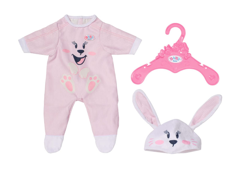 BABY born Bunny Cuddly Suit 834473 - Rabbit Print Onesie with Matching Hat for 43cm Dolls - Doll Not Included - Suitable for Kids From 3+ Years
