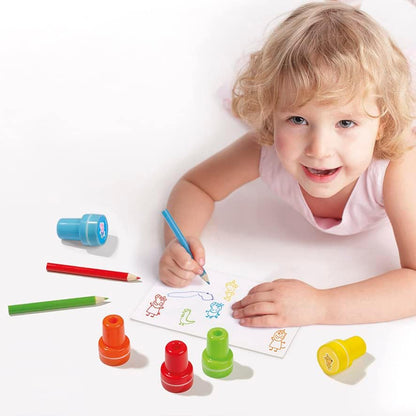 Totum 360242 Set-Creative Set of 5 Self-Inking Stamps, Books, 3 Colouring Pencils & Stickers with Peppa Pig & Friends Designs
