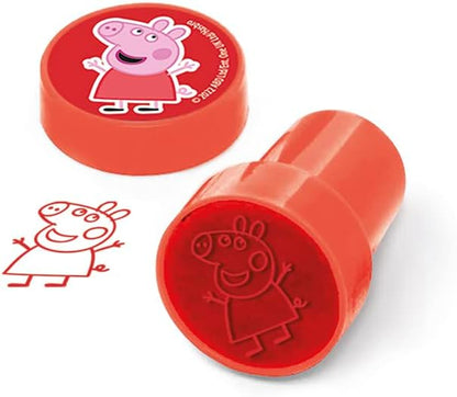 Totum 360242 Set-Creative Set of 5 Self-Inking Stamps, Books, 3 Colouring Pencils & Stickers with Peppa Pig & Friends Designs