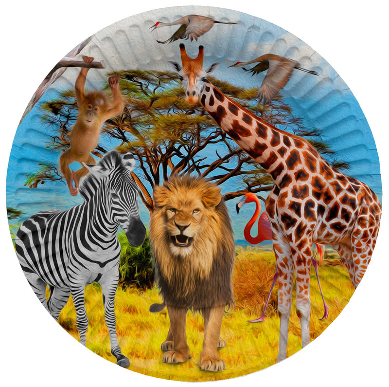 Folat 61934 Paper Party Tableware Paper Plates Round Diameter 23 cm - Pack of 8 Disposable Tableware Plates for Birthday Party, Baby Shower, Wedding, Bridal Shower, Multicoloured