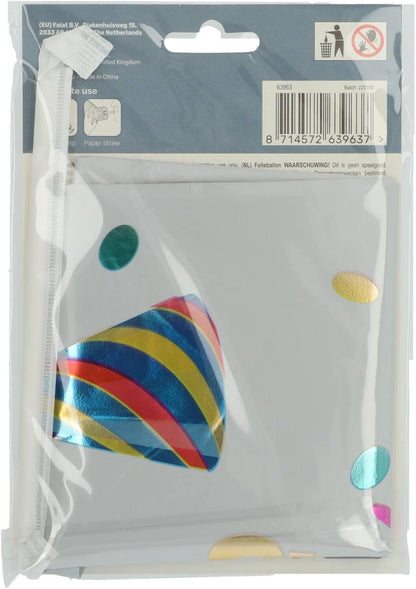 Folat 63963 Luftballon Geburtstag Stehender Ziffer 3 Joyful Party Weiß mit Geschenke und Dekoration 72 cm-Decoration Geburtstagdeko, Ballon Zahl, Kein Helium erforderlich, Bunt Zahl 3