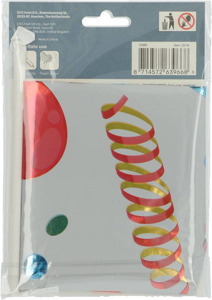 Folat 63966 Luftballon Geburtstag Stehender Ziffer 6 Joyful Party Weiß mit Geschenke und Dekoration 72 cm-Decoration Geburtstagdeko, Ballon Zahl, Kein Helium erforderlich, Bunt Zahl 6