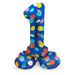 Folat 63971 Standing 1 Blue with Coloured Dots 72 cm Birthday Decoration Balloon Number No Helium Required, Multicoloured, Standard Size Number 1