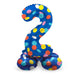 Folat 63972 Luftballon Geburtstag Stehender Ziffer 2 Colorful Dots Blau mit farbigen Punkten 72 cm-Decoration Geburtstagdeko, Ballon Zahl, Kein Helium erforderlich, Bunt Zahl 2