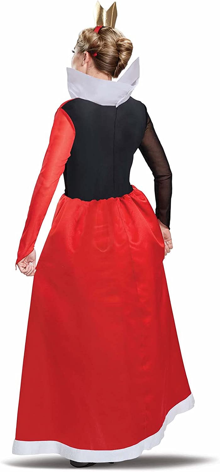 Disney Official Classic Red Queen of Hearts Costume Adults, Alice In Wonderland Costume Christmas Halloween Fancy Dress Up Size