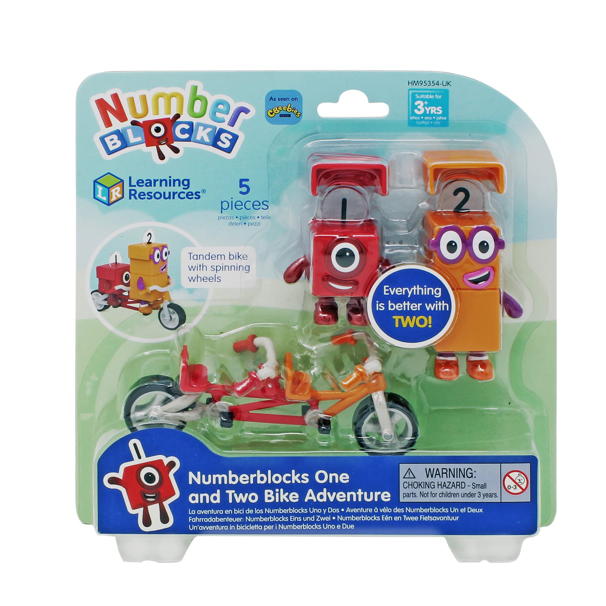 Learning Resources Avventura in Bicicletta con i Numberblocks Uno e Due, Giocattoli da Collezione Ufficiali, Include i Numberblocks Uno e Due, Bici a Tandem