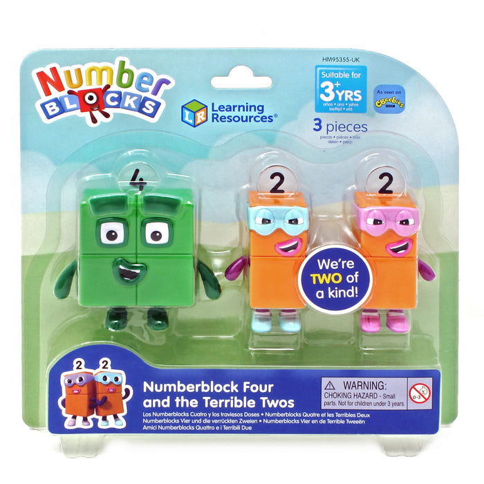 Learning Resources, Giocattoli da Collezione Ufficiali, Include i Numberblocks Quattro e i 2 Terribili Due, con Braccia modellabili per Un Gioco Realistico, Multicolore, HM95355-UK