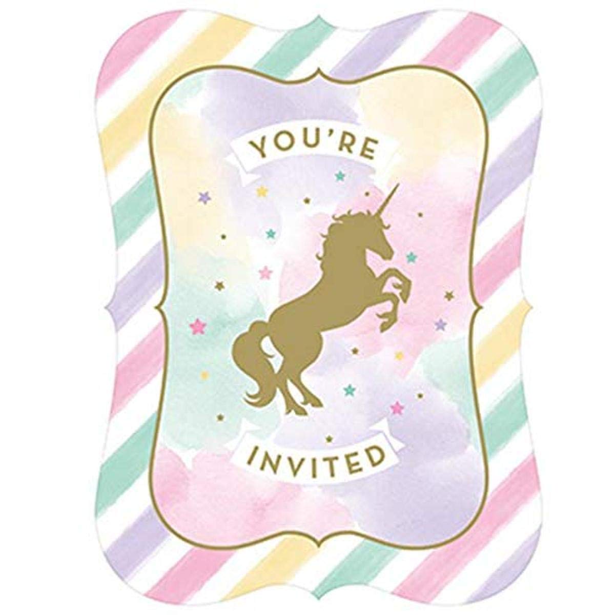 Creative Converting Sparkle Unicorn Invitations, 8 ct