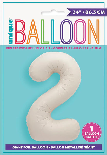 Unique- Número: Globo Gigante 2-86 cm Desnudo Mate-1 Unidad (Paquete de 1), Color nude, 34" Foil Helium Balloon (19652