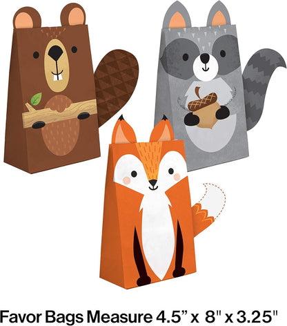 Creative Converting-Animals Wild One-Bolsas de papel con forma de animales del bosque-8 piezas, multicolor, 1 count (pack of 8) (344417