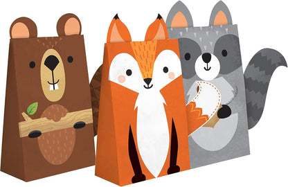 Creative Converting-Animals Wild One-Bolsas de papel con forma de animales del bosque-8 piezas, multicolor, 1 count (pack of 8) (344417