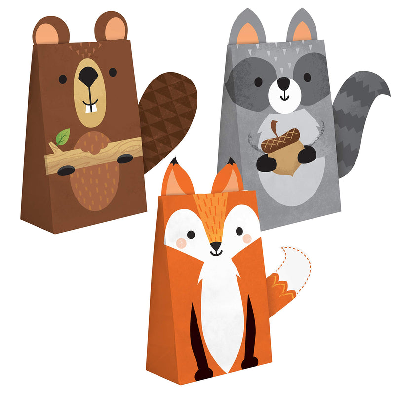 Creative Converting-Animals Wild One-Bolsas de papel con forma de animales del bosque-8 piezas, multicolor, 1 count (pack of 8) (344417