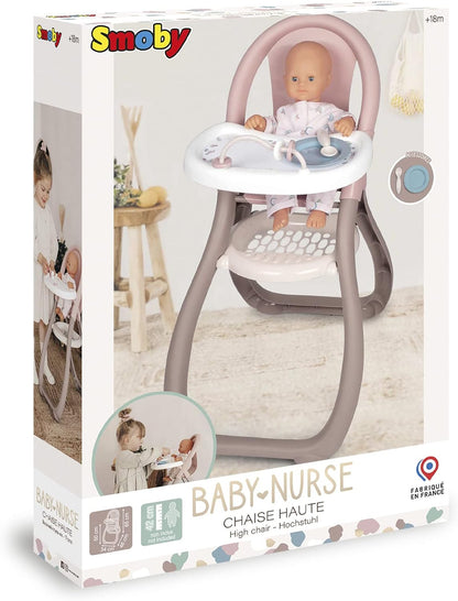 Smoby- Baby Nurse Trona para Muñeco Bebé, Incluye Accesorios, Adecuado para Muñecos de hasta 42cm, (77600220370)