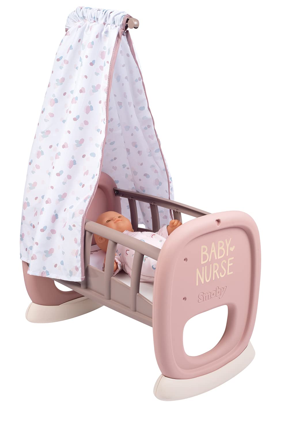 Smoby 220373 - Baby Nurse, wieg met luifel tot 42 cm, (pop niet inbegrepen), afmetingen: 46,9x27,2x68,7 cm, vanaf 18 maanden