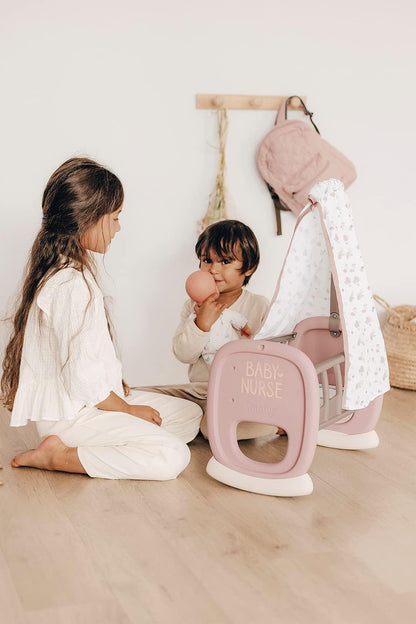 Smoby 220373 - Baby Nurse, wieg met luifel tot 42 cm, (pop niet inbegrepen), afmetingen: 46,9x27,2x68,7 cm, vanaf 18 maanden